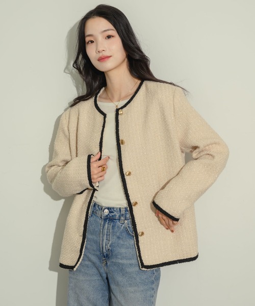 NEUNA（ヌナ）の「ツイードジャケット（テーラードジャケット・レディース・ブラック/ベージュ・FREE）」の11枚目の写真