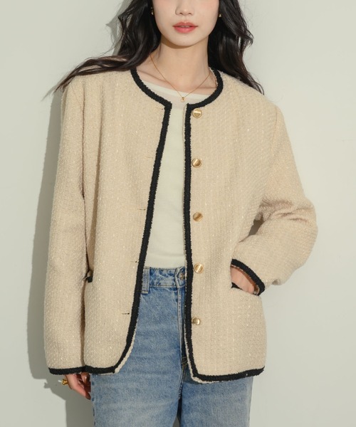 NEUNA（ヌナ）の「ツイードジャケット（テーラードジャケット・レディース・ブラック/ベージュ・FREE）」の13枚目の写真