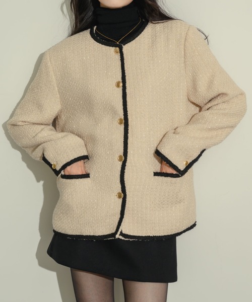 NEUNA（ヌナ）の「ツイードジャケット（テーラードジャケット・レディース・ブラック/ベージュ・FREE）」の14枚目の写真