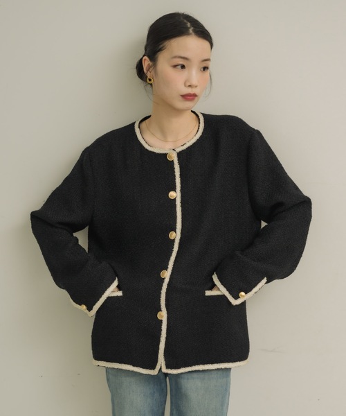 NEUNA（ヌナ）の「ツイードジャケット（テーラードジャケット・レディース・ブラック/ベージュ・FREE）」の16枚目の写真