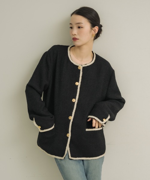 NEUNA（ヌナ）の「ツイードジャケット（テーラードジャケット・レディース・ブラック/ベージュ・FREE）」の17枚目の写真