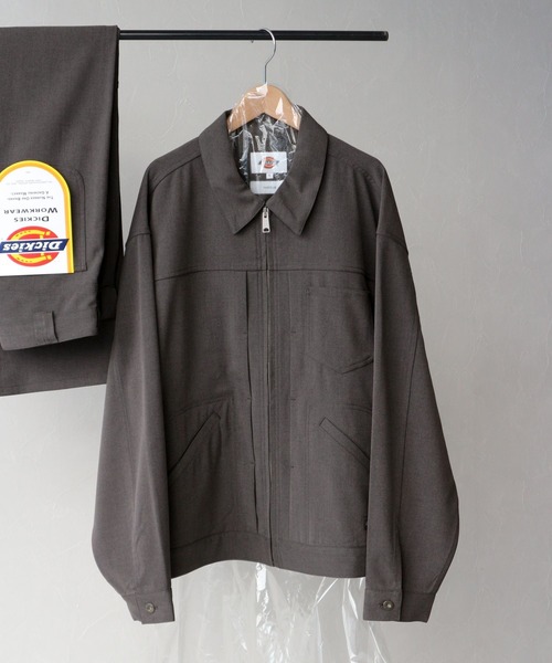 Dickies(ディッキーズ)の「【Dickies】別注/TRトラッカージャケット<セットアップ着用可能>(ブルゾン・メンズ・ブラック/グレー系その他/ダークブラウン・MEDIUM/LARGE)」の2枚目の写真