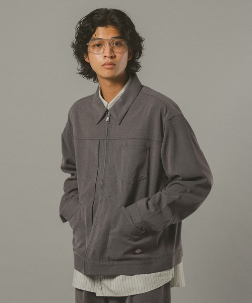 Dickies(ディッキーズ)の「【Dickies】別注/TRトラッカージャケット<セットアップ着用可能>(ブルゾン・メンズ・ブラック/グレー系その他/ダークブラウン・MEDIUM/LARGE)」の6枚目の写真