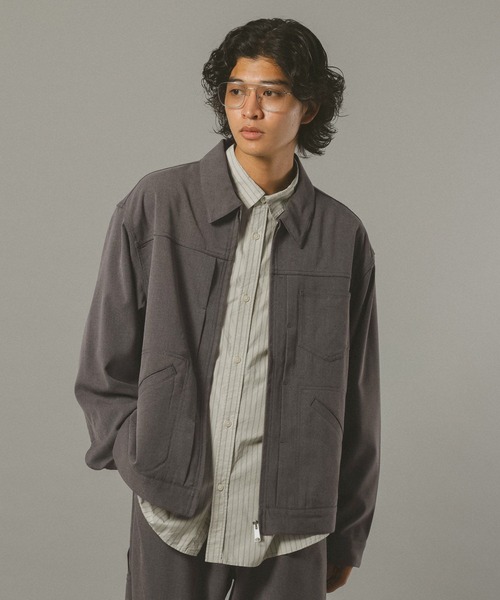 Dickies(ディッキーズ)の「【Dickies】別注/TRトラッカージャケット<セットアップ着用可能>(ブルゾン・メンズ・ブラック/グレー系その他/ダークブラウン・MEDIUM/LARGE)」の7枚目の写真