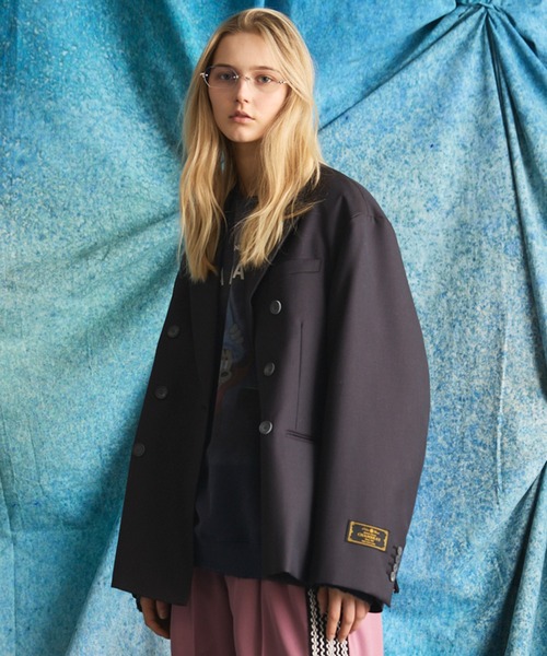 UNISEX》4 Colors Chambray Washable Wool Prime-Over Peaked Lapel