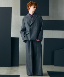 MAISON SPECIAL（メゾンスペシャル）の「《UNISEX》4 Colors Chambray Washable Wool Prime-Over Peaked Lapel Double Breasted Jacket/4色シャンブレーウォッシャブルウールプライムオーバーピークドラペルダブルテーラードジャケット【MAISON SPECIAL/メゾンスペシャル】■セットアップ対応■（テーラードジャケット）」