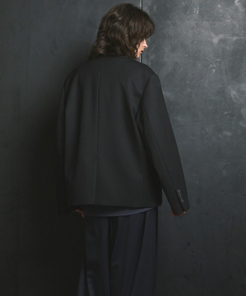 UNISEX》4 Colors Chambray Washable Wool Prime-Over Peaked Lapel