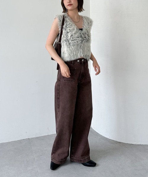 archives(アルシーヴ)の「グラデーションロングフェザーニットベスト(ベスト・レディース・ブラウン/アイボリー・MEDIUM)」の9枚目の写真