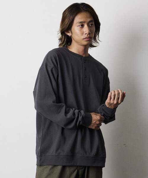 セール】限定展開 ビッグシルエット USA COTTON ヘンリーネック