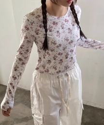 Vipoa（ヴィポア）の「フラワーパターン長袖カットソー（Tシャツ/カットソー）」