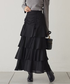 ZOZO限定・多サイズ】アシンメトリーティアードスカート≪Made