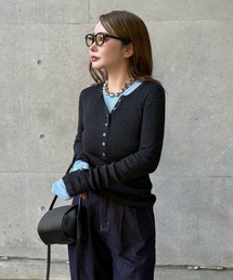 henry neck lib knit /ヘンリーネックリブ長袖ニットプルオーバー