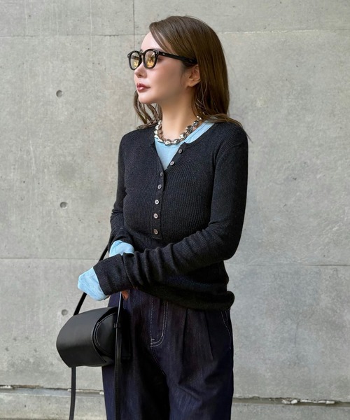 LAULEN(ローレン)の「henry neck lib knit /ヘンリーネックリブ長袖ニットプルオーバー(ニット/セーター・レディース・ブラウン/ベージュ/ブラック・FREE)」の1枚目の写真