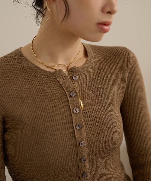 LAULEN(ローレン)の「henry neck lib knit /ヘンリーネックリブ長袖ニットプルオーバー(ニット/セーター・レディース・ブラウン/ベージュ/ブラック・FREE)」の7枚目の写真