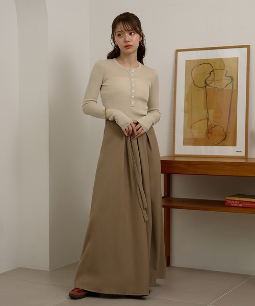 LAULEN(ローレン)の「henry neck lib knit /ヘンリーネックリブ長袖ニットプルオーバー(ニット/セーター・レディース・ブラウン/ベージュ/ブラック・FREE)」の15枚目の写真