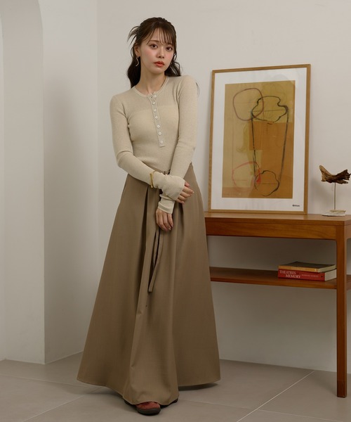 LAULEN(ローレン)の「henry neck lib knit /ヘンリーネックリブ長袖ニットプルオーバー(ニット/セーター・レディース・ブラウン/ベージュ/ブラック・FREE)」の17枚目の写真