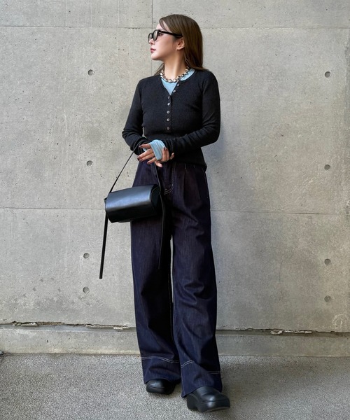 LAULEN(ローレン)の「henry neck lib knit /ヘンリーネックリブ長袖ニットプルオーバー(ニット/セーター・レディース・ブラウン/ベージュ/ブラック・FREE)」の21枚目の写真