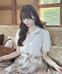 an another angelus | プチローズ刺繍入り変形衿ブラウス(シャツ/ブラウス)
