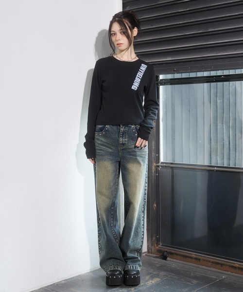 ENVYM(アンビー)の「スプレープリントTシャツ(Tシャツ/カットソー・レディース・ブラウン/レッド/ブラック・FREE)」の10枚目の写真