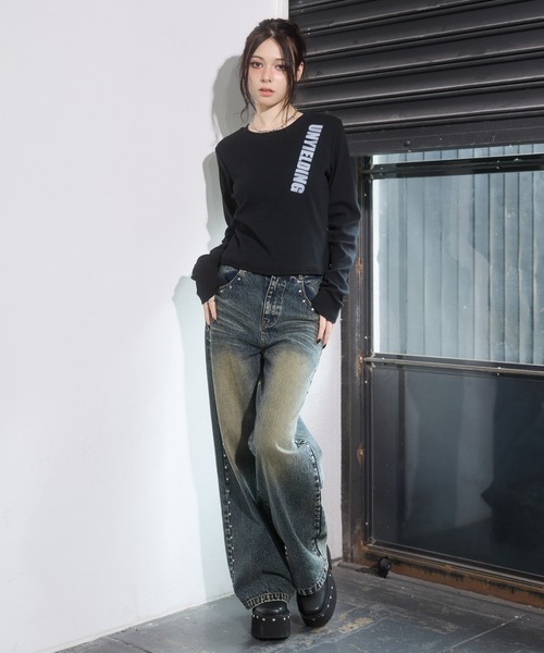 ENVYM(アンビー)の「スプレープリントTシャツ(Tシャツ/カットソー・レディース・ブラウン/レッド/ブラック・FREE)」の11枚目の写真