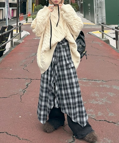 Alley Tokyo(アリートーキョー)の「手巻きチェックロンスカ(スカート・レディース・ブラウン/ブラック/ブルー・FREE)」の21枚目の写真