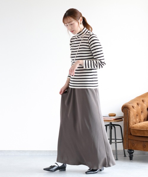 cepo（セポ）の「サテンマーメイドスカート（スカート・レディース・ブラウン/チャコール/ベージュ・M）」の17枚目の写真