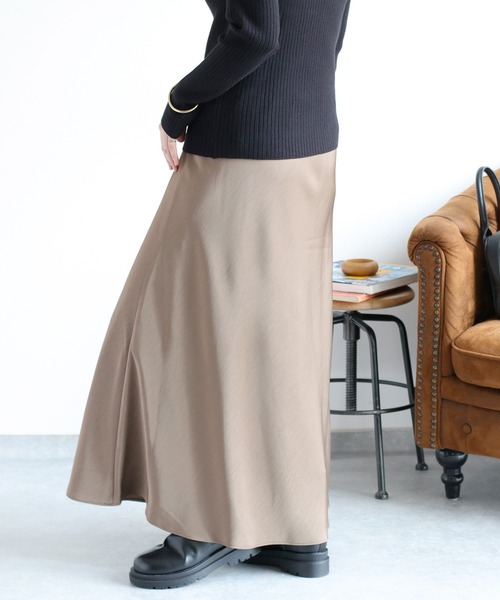 cepo（セポ）の「サテンマーメイドスカート（スカート・レディース・ブラウン/チャコール/ベージュ・M）」の10枚目の写真