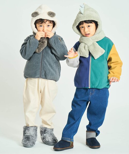 Ampersand(アンパサンド)の「【ジュニア対応】アニマルボアフードマフラー(ニットキャップ/ビーニー・キッズ・アイボリー/ベージュ/ラベンダー/グリーン・120/140/90)」の16枚目の写真