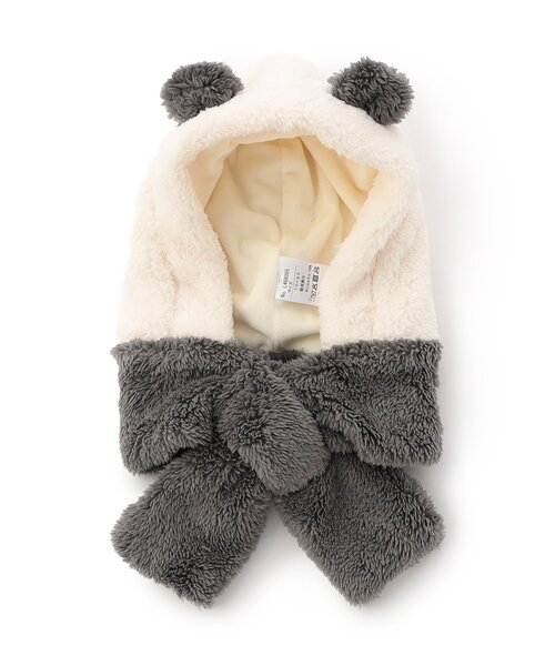 Ampersand(アンパサンド)の「【ジュニア対応】アニマルボアフードマフラー(ニットキャップ/ビーニー・キッズ・アイボリー/ベージュ/ラベンダー/グリーン・120/140/90)」の12枚目の写真