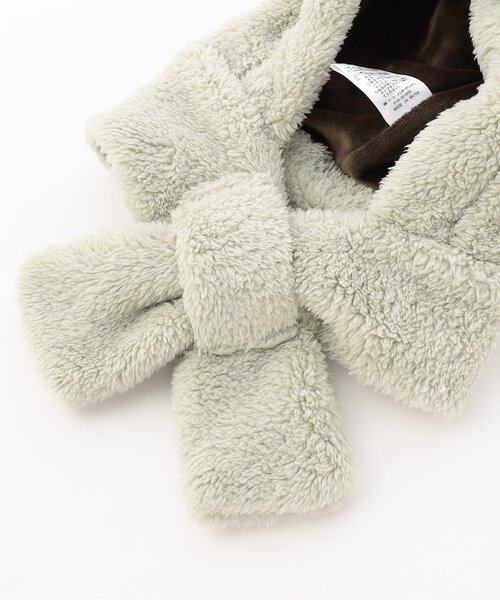 Ampersand(アンパサンド)の「【ジュニア対応】アニマルボアフードマフラー(ニットキャップ/ビーニー・キッズ・アイボリー/ベージュ/ラベンダー/グリーン・120/140/90)」の6枚目の写真