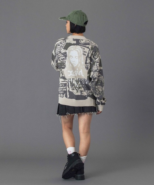 X-girl(エックスガール)の「GOTHIC LOGO 6PANEL CAP(キャップ・レディース・ブラック/オリーブ・ONE SIZE)」の6枚目の写真