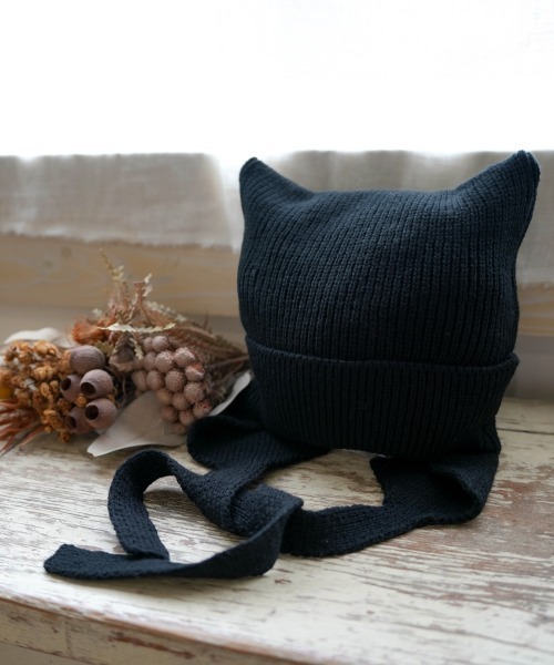 セール】猫耳ニット リブニット ユニセックス（ニットキャップ
