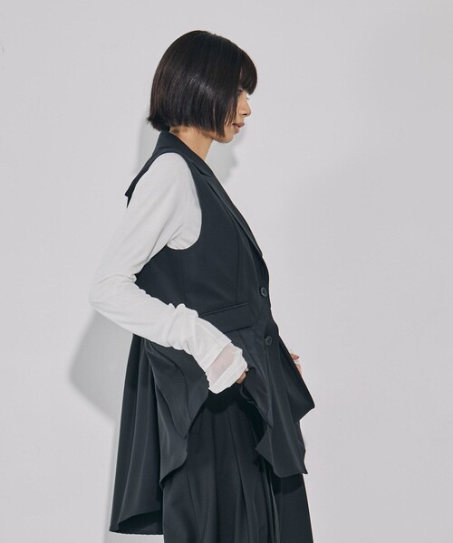 UNITED TOKYO（ユナイテッドトウキョウ）の「【残りわずか！】バイアスカットフレアジレ｜ウォッシャブル/防シワ/セットアップ/オケージョン/レイヤード/ベスト/冬服（ベスト・レディース・グレー/ブラック・FREE）」の19枚目の写真