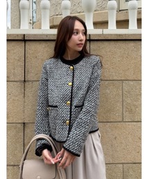 fifth(フィフス)の【harukaセレクト】ノーカラーツイードジャケット(テーラードジャケット)