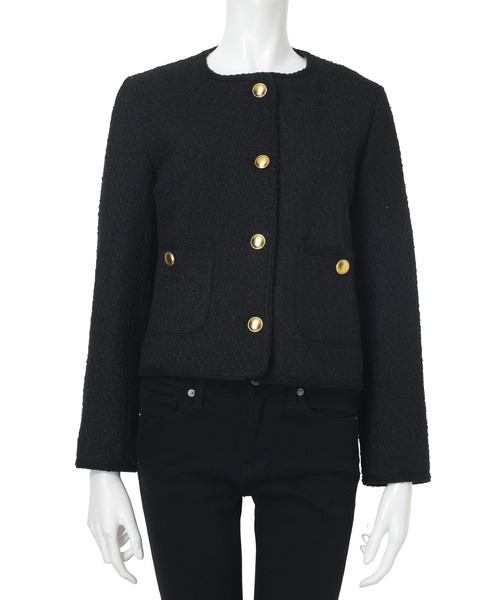 fifth(フィフス)の「ノーカラーツイードジャケット(テーラードジャケット・レディース・ブラック/ブラック×ホワイト/ホワイト・M)」の9枚目の写真