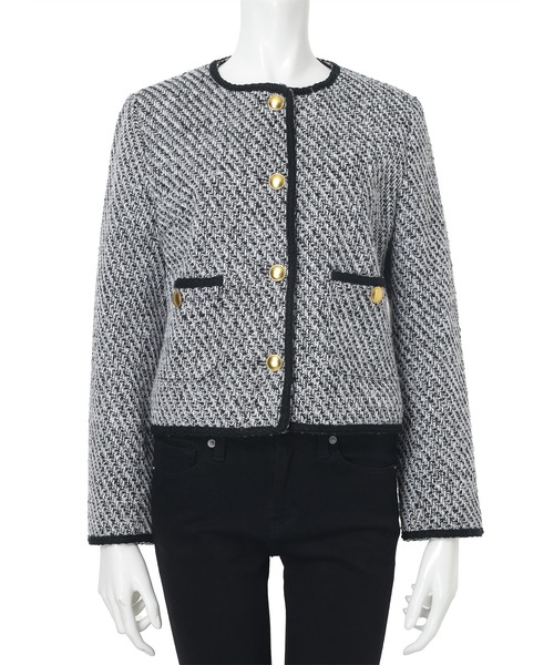 fifth(フィフス)の「ノーカラーツイードジャケット(テーラードジャケット・レディース・ブラック/ブラック×ホワイト/ホワイト・M)」の16枚目の写真