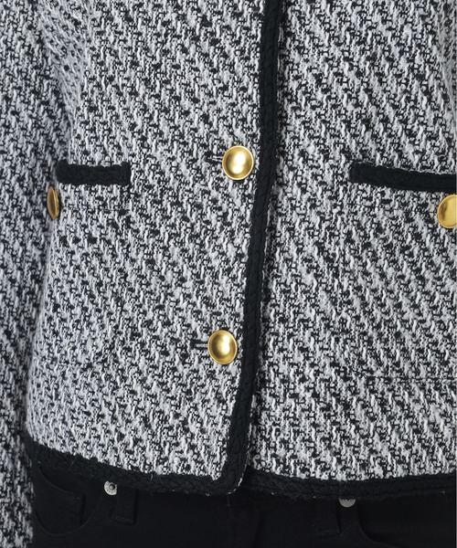 fifth(フィフス)の「ノーカラーツイードジャケット(テーラードジャケット・レディース・ブラック/ブラック×ホワイト/ホワイト・M)」の7枚目の写真