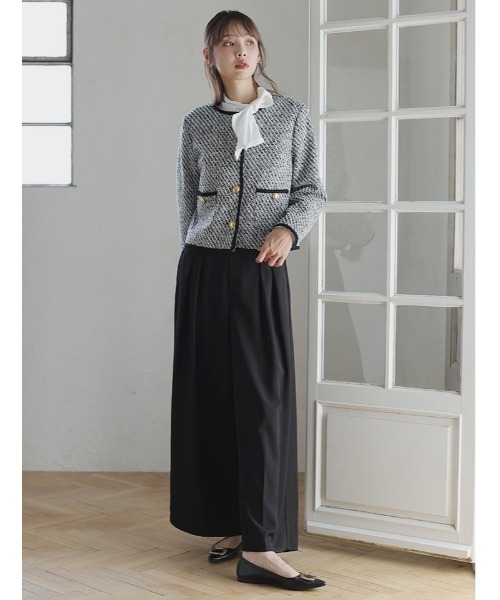 fifth(フィフス)の「ノーカラーツイードジャケット(テーラードジャケット・レディース・ブラック/ブラック×ホワイト/ホワイト・M)」の17枚目の写真