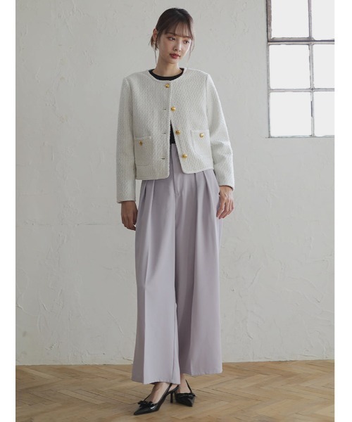 fifth(フィフス)の「ノーカラーツイードジャケット(テーラードジャケット・レディース・ブラック/ブラック×ホワイト/ホワイト・M)」の19枚目の写真