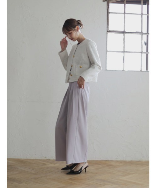 fifth(フィフス)の「ノーカラーツイードジャケット(テーラードジャケット・レディース・ブラック/ブラック×ホワイト/ホワイト・M)」の21枚目の写真