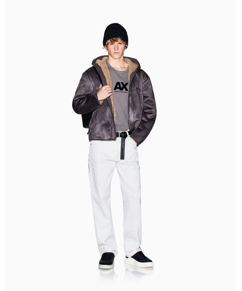 【極美品/XL相当】アルマーニエクスチェンジ ムートン ジャケット 黒 極美品/XL相当】アルマーニエクスチェンジ ムートン ジャケット