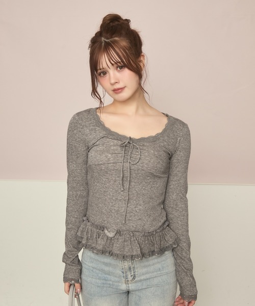 【タグ付き】ペプラムフリルトップス セール】ペプラムフリルトップス（Tシャツ/カットソー