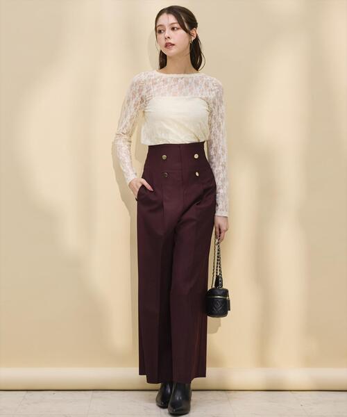 SWINGLE（スウィングル）の「金ボタンノーブルワイドパンツ（その他パンツ・レディース・ダークブルー/ブラック系その他5/ボルドー・MEDIUM/SMALL）」の4枚目の写真