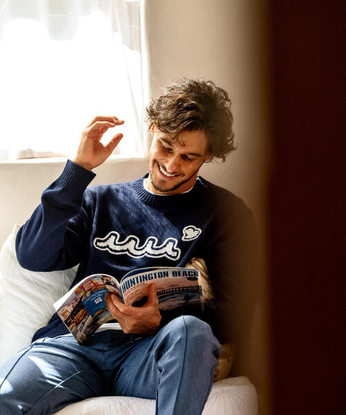 muta marine(ムータ・マリン)の「muta MARINE/ムータ マリン/別注 WAVE CREW KNIT(ニット/セーター・メンズ・ネイビー/ホワイト・L/M/XL)」の12枚目の写真