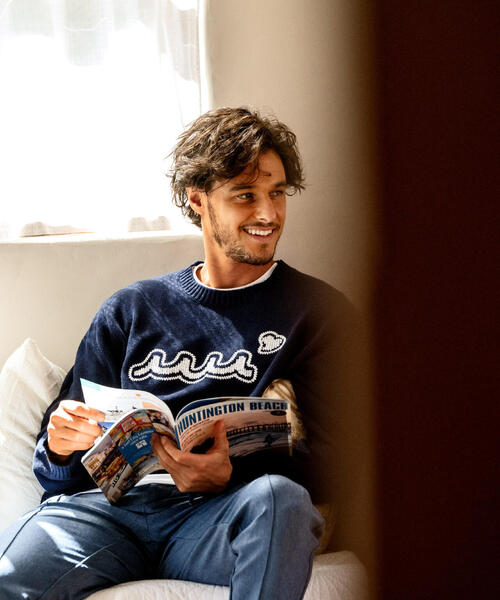 muta marine(ムータ・マリン)の「muta MARINE/ムータ マリン/別注 WAVE CREW KNIT(ニット/セーター・メンズ・ネイビー/ホワイト・L/M/XL)」の14枚目の写真