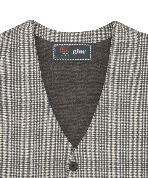 BRICK HOUSE by TOKYO SHIRT（ブリックハウス）の「【東京シャツ×gim(R) 】前身カットソー チェック柄 ジレ（ベスト・メンズ・グレー・LL/XL/M/L）」の5枚目の写真