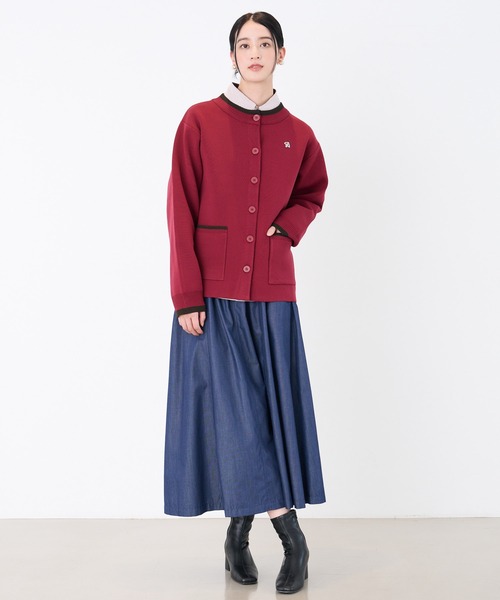 Arnold Palmer（アーノルドパーマー）の「アクセントライン ニットカーデ（カーディガン/ボレロ・レディース・ワイン/グレー/ベージュ・M/L/S）」の13枚目の写真