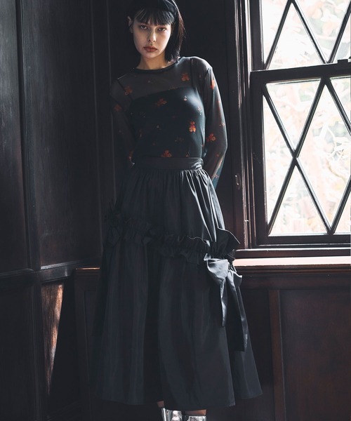 ARVELLIA（アルベリア）の「RIBBON DETAIL FRILL SKIRT（スカート・レディース・ブラック/ホワイト・M）」の20枚目の写真