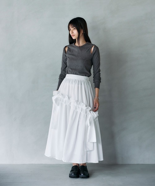 ARVELLIA（アルベリア）の「RIBBON DETAIL FRILL SKIRT（スカート・レディース・ブラック/ホワイト・M）」の22枚目の写真