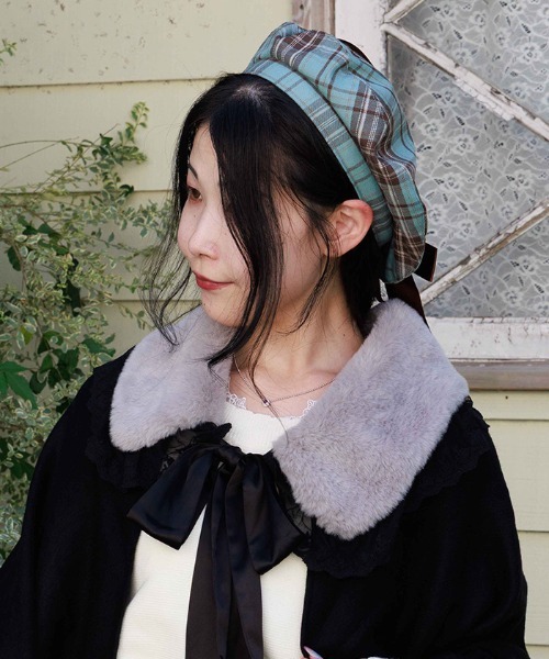axes femme(アクシーズファム)の「タータンチェックリボンベレー(ハンチング/ベレー帽・レディース・ネイビー/ミント/ワイン・FREE)」の1枚目の写真